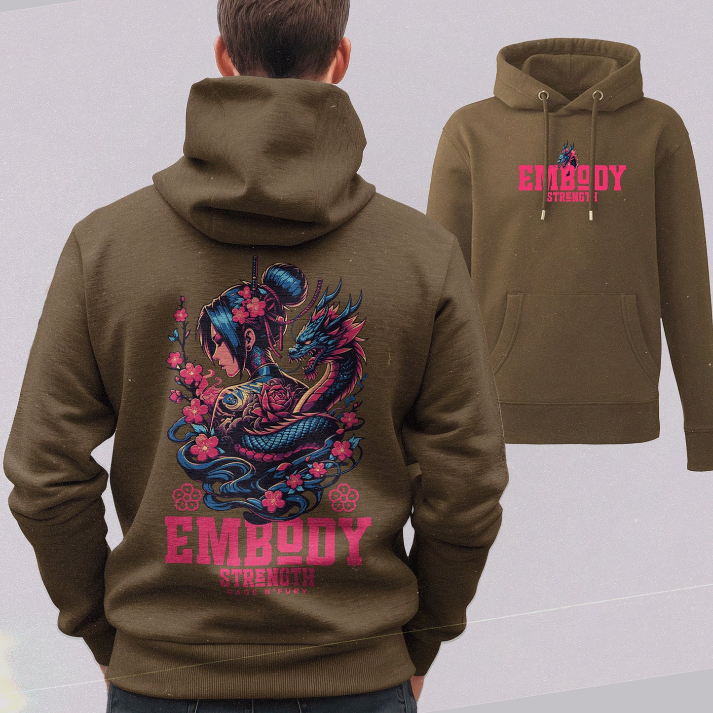 Sweat Hoodie Homme Kaki à personnaliser