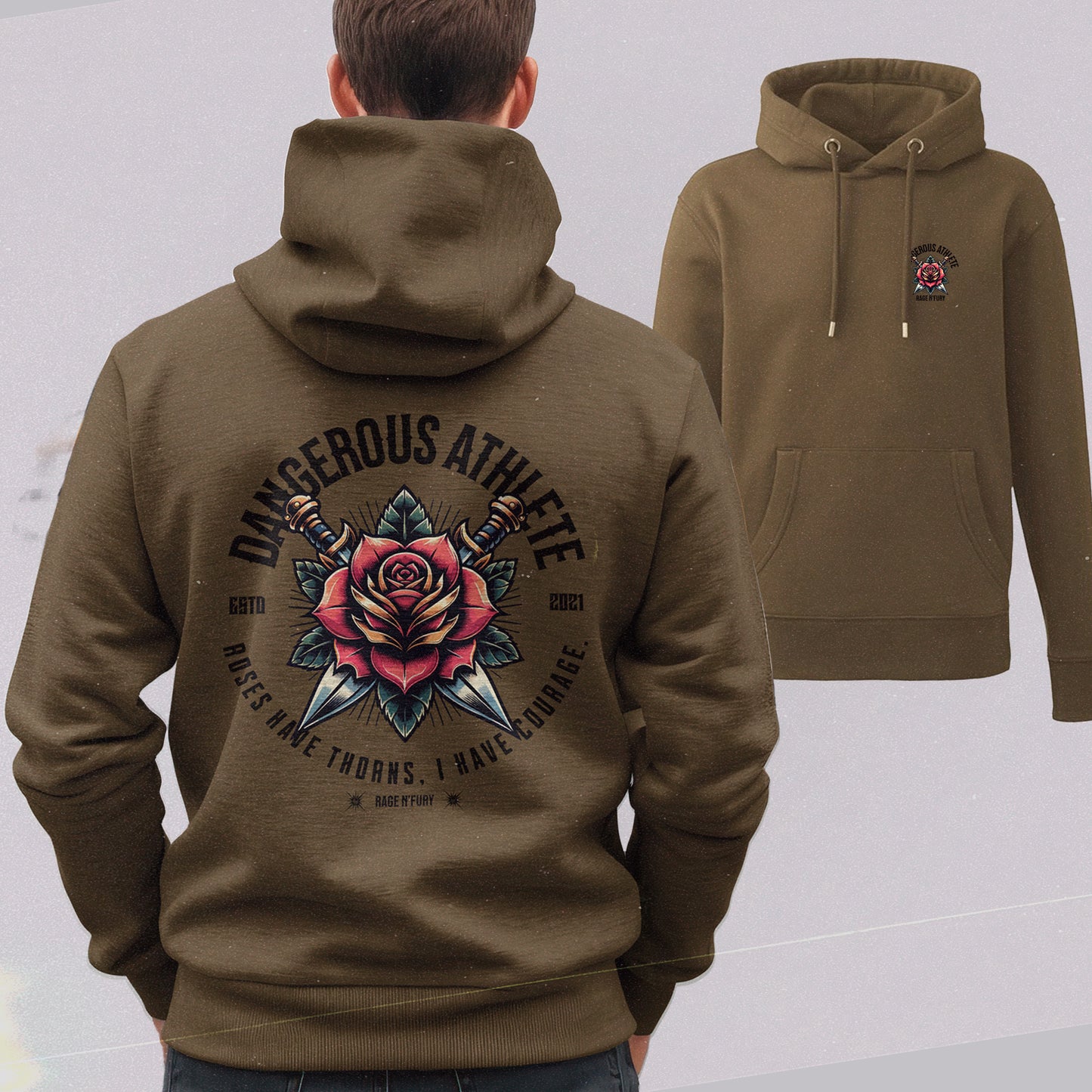 Sweat Hoodie Homme Kaki à personnaliser