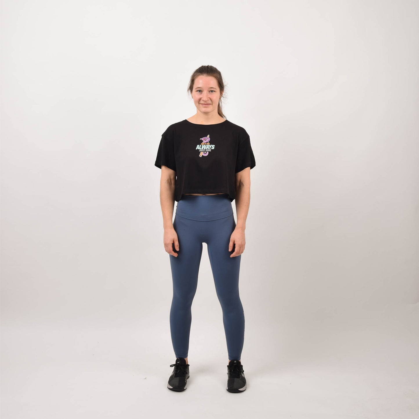 Tshirt Crop Noir FIGHT BACK