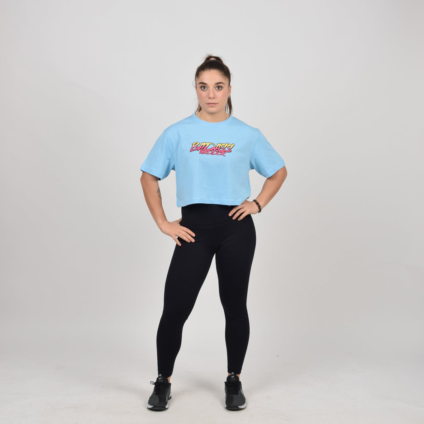 Tshirt Crop Badass bleu