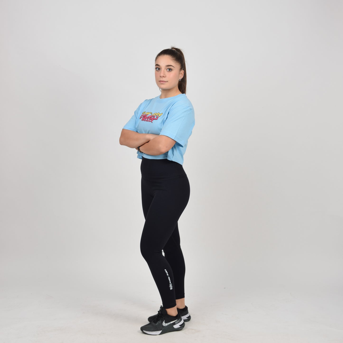 Tshirt Crop Badass bleu