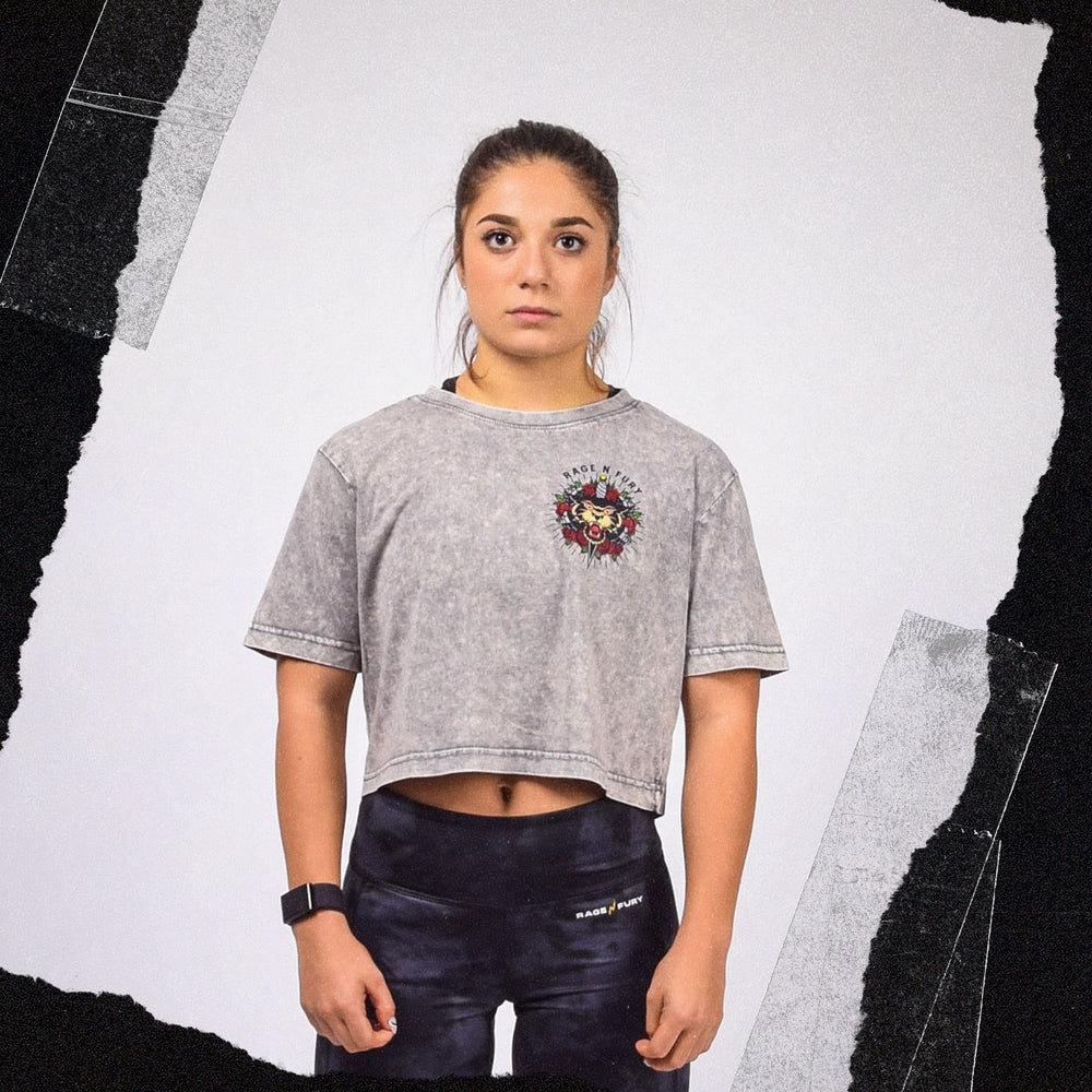 Women's Washed Barbell Attack Crop 