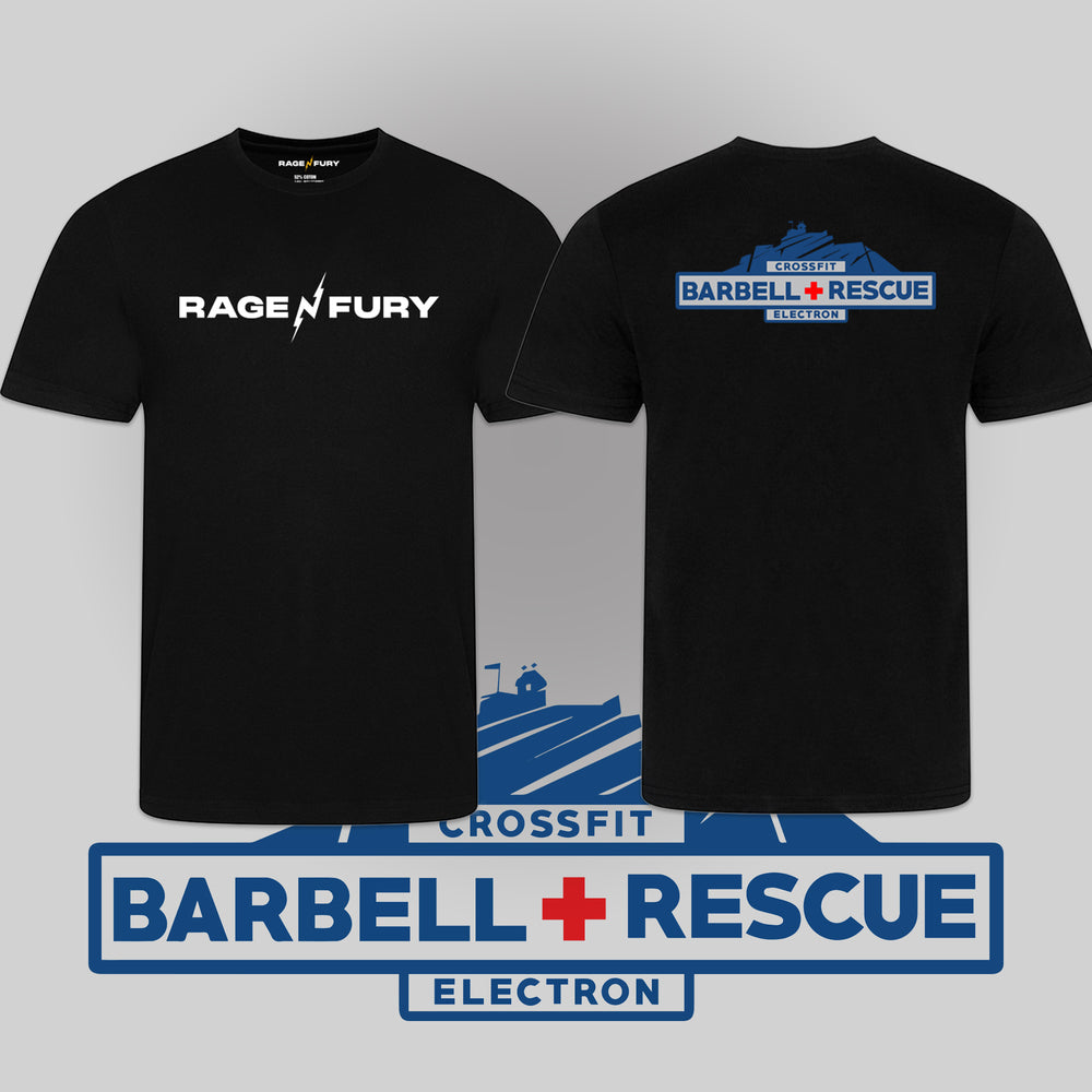 Men's Black Tshirt CrossFit ELECTRON BARBELL+RECUE